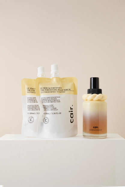 Our fortifying serum and its two refills